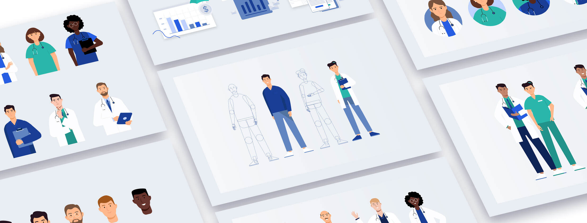 Illustrations of healthcare professionals